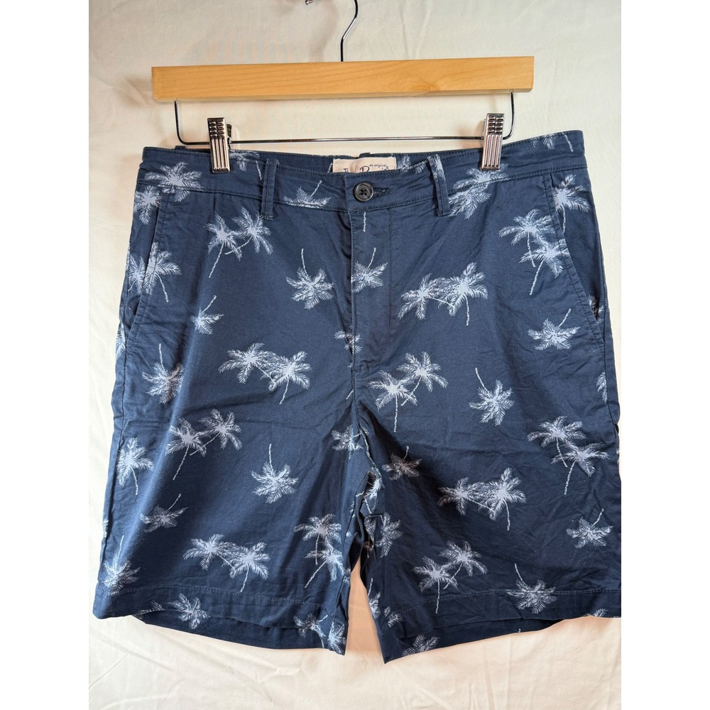 Original Penguin Mens Navy Blue Palm Tree Print Chino Shorts‎ Size 32Tropical
